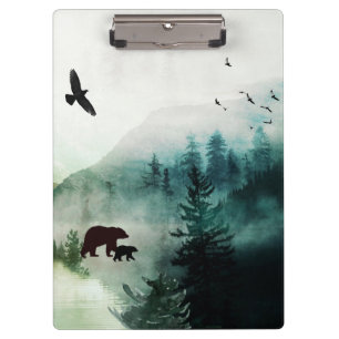 Carpeta De Pinza Paisaje con oso y águila