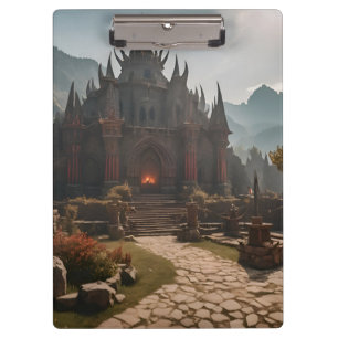 Carpeta De Pinza Paisaje montañoso del castillo medieval