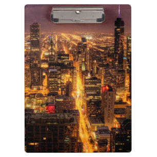 Carpeta De Pinza Paisaje urbano de la noche de Chicago