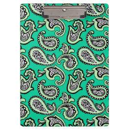Carpeta De Pinza Paisley Atemporal sobre Fondo Verde