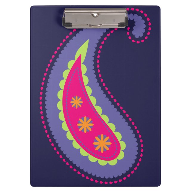 Carpeta De Pinza Paisley morada y rosa (Anverso)