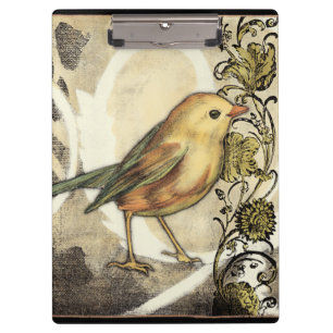Carpeta De Pinza Pájaro amarillo y verde en fondo del vintage