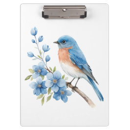 Carpeta De Pinza Pájaro azul con flores azules
