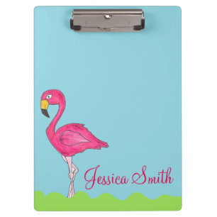 Carpeta De Pinza Pájaro Flamingo Rosa de Isla Tropical Personalizad