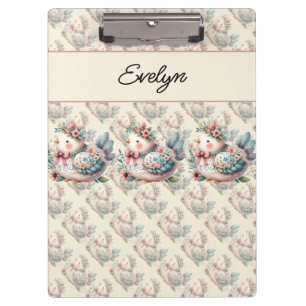 Carpeta De Pinza Pájaro folclórico con encanto Pastel Boho