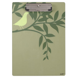 Carpeta De Pinza Pájaro verde encaramado en rama verde