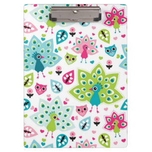 Carpeta De Pinza pájaro y búho del pavo real