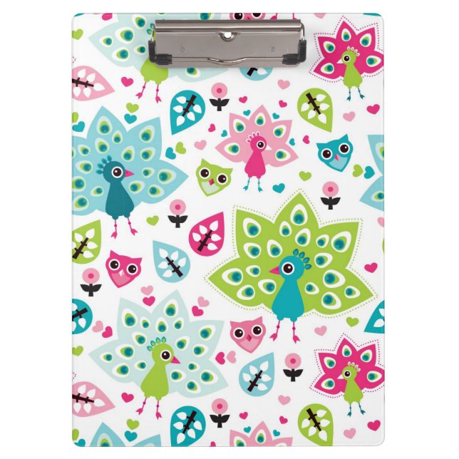 Carpeta De Pinza pájaro y búho del pavo real (Anverso)