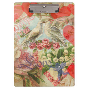 Carpeta De Pinza Pájaros de Amor Vintage Antiguo Corazón
