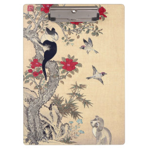 Carpeta De Pinza Pájaros, gato y perro, Itō Jakuchū