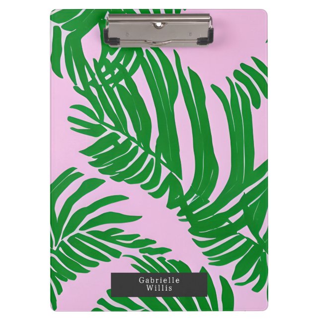 Carpeta De Pinza Palm Preppy Sale De Rosa Y Verde (Anverso)