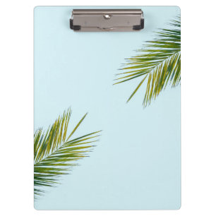 Carpeta De Pinza Palma Tropical Verde en Azul Claro