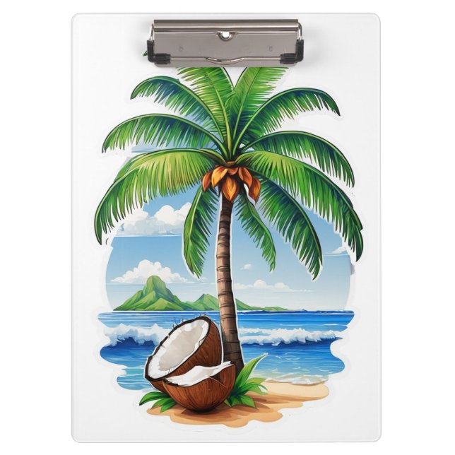 Carpeta De Pinza Palmera Isla Tropical (Anverso)