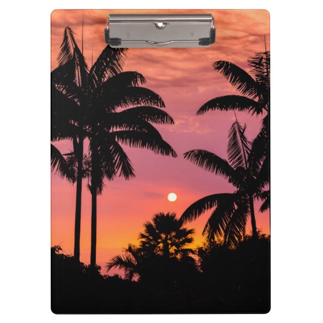Carpeta De Pinza Palmeras en silueta, Hawái (Anverso)