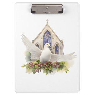 Carpeta De Pinza Paloma blanca con iglesia