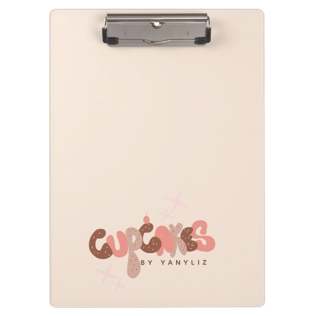 Carpeta De Pinza Panadería  Letra a Mano Cupcake  Negocio       (Anverso)