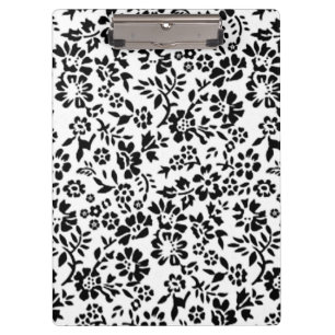 Carpeta De Pinza Pancarta de clips con flores en blanco y negro.
