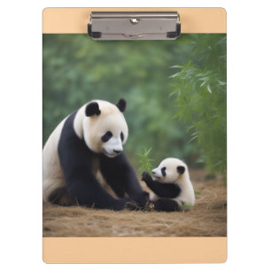 Carpeta De Pinza Panda Mama y Baby Clipboard