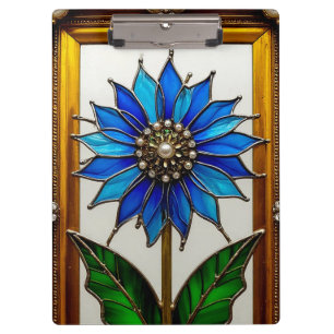 Carpeta De Pinza Panel de Vidrio Pintado con Flor Vibrante