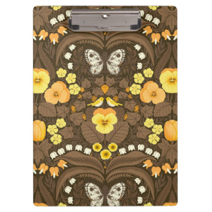 Carpeta De Pinza Pansias amarillas, pájaros y mariposas