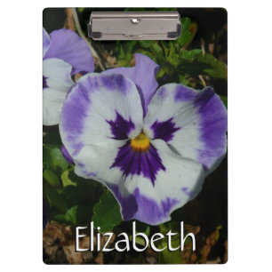 Carpeta De Pinza Pansias moradas y blancas con flores coloridas