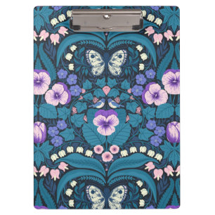 Carpeta De Pinza Pansias, pájaros y mariposas