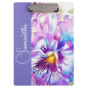 Carpeta De Pinza Pansy Púrpura Nombre de Niñas Flores Acuarela Flor