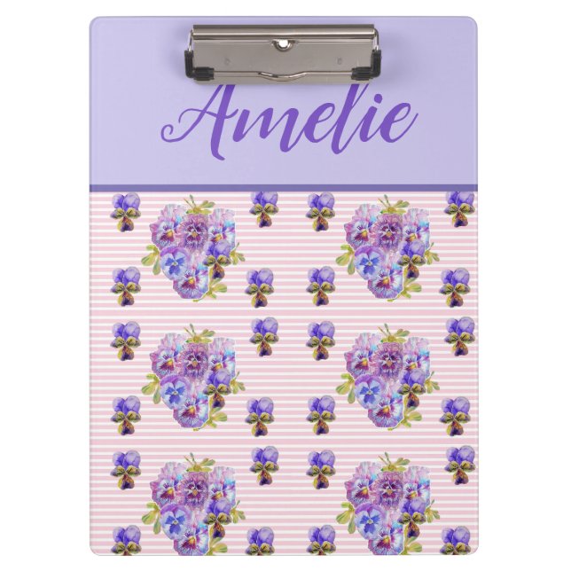 Carpeta De Pinza Pansy Shabby Viola Purple Pintage Floral (Anverso)