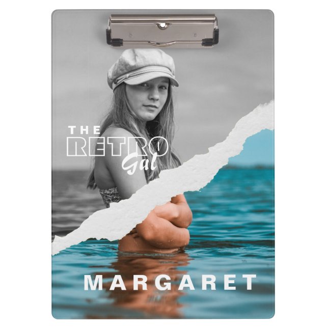 Carpeta De Pinza Pantalla retro de fotografía retratada en blanco y (Anverso)