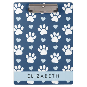 Carpeta De Pinza Papas de perro, garras blancas, corazones azules, 