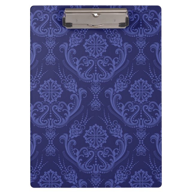 Carpeta De Pinza Papel pintado floral azul de lujo del damasco (Anverso)