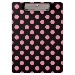 Carpeta De Pinza Paquetes de polka rosados sobre fondo negro