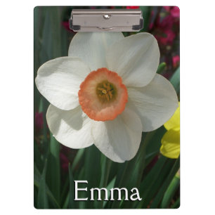Carpeta De Pinza Par de flores de primavera rosadas y amarillas de