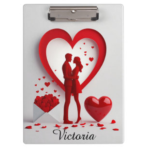 Carpeta De Pinza Pareja Romántica de Rojo Abrazándose Dentro de un