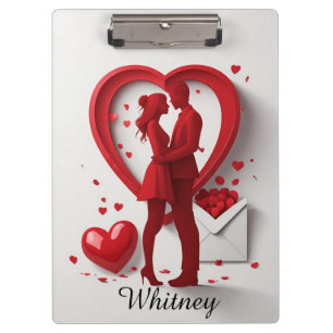 Carpeta De Pinza Pareja Romántica de Rojo Abrazándose Dentro de un