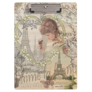 Carpeta De Pinza París Francia Bonito Chica Eiffel