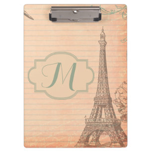 Carpeta De Pinza Paris Francia Eiffel Tower Shab Monogram Board