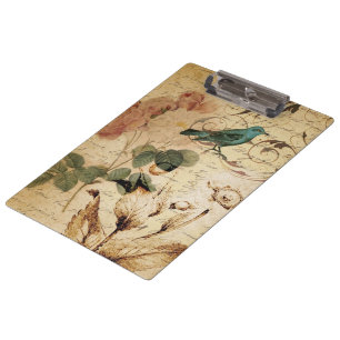 Carpeta De Pinza París subió Victorian Scripts el pájaro francé