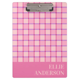 Carpeta De Pinza Pasado Cuadriculado Moderno Rosa Purpura Nombre