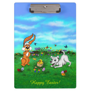 Carpeta De Pinza Pascua: Conejo de cachorros y polluelo