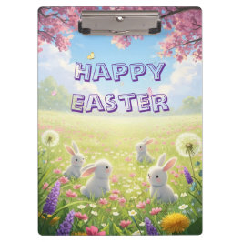 Carpeta De Pinza Pascua de lavanda Lindo conejo blanco Floral Prima