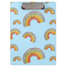 Carpeta De Pinza Pastel Azul Kawaii Arcoiris