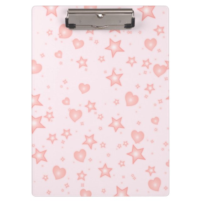 Carpeta De Pinza Pastel Kawaii Hearts & Stars – Cute Girly Pink (Anverso)