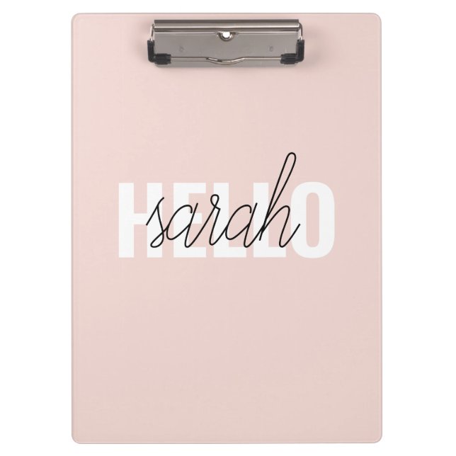 Carpeta De Pinza Pastel Pink Hello Y You Name Moderno (Anverso)