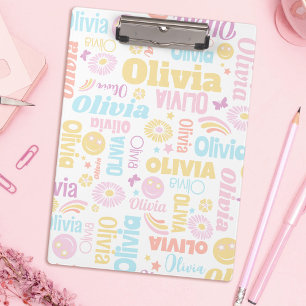 Carpeta De Pinza Pastel preppy smilie cara star nombre personalizad