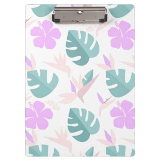 Carpeta De Pinza Pastel Tropical Floral Pattern
