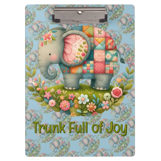 Carpeta De Pinza Patchwork Elephant Floral Meadow Charm (Anverso)