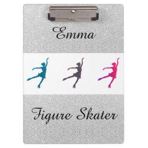 Carpeta De Pinza Patinaje Artístico Brillo Plateado