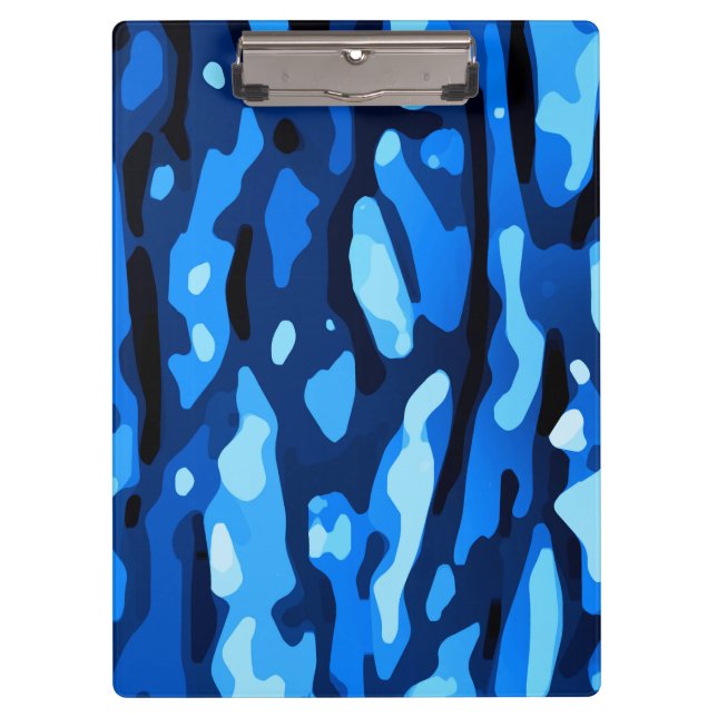 Carpeta De Pinza Patrón abstracto del Camo Azul de moda (Anverso)