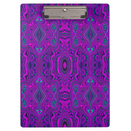 Carpeta De Pinza Patrón abstracto magenta y negro retro alucinante